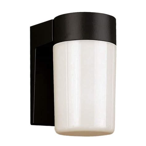 Bel Air Lighting Pershing 1 Light Black Outdoor Wall Light Fixture With Opal Glass Jelly Jar