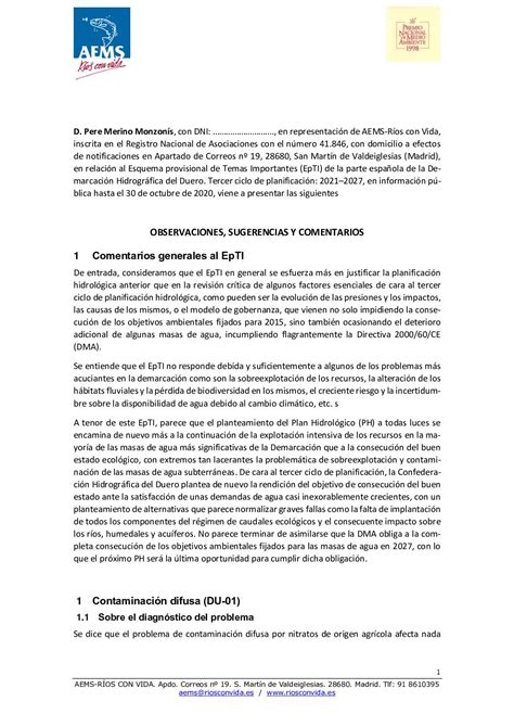 Calaméo Alegaciones al Esquema de Temas Importantes de la CH del