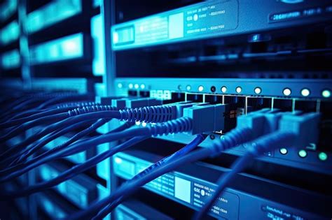 Cabos De Fibra Ptica Conectados A Portas Pticas No Centro De Dados