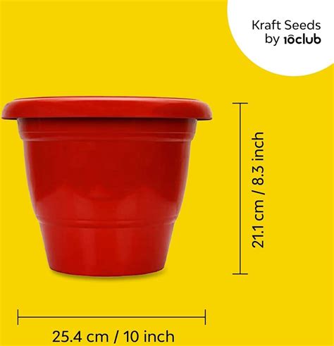 Kraft Seeds Plastic Planter With Bottom Plate Pack Of Inch