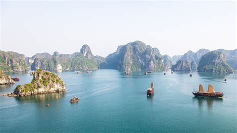 449474 Halong Bay Island Asia Vietnam Landscape Boat Mountains