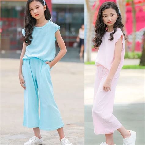 Cotton Linen Teenager Girls Clothes Summer Sets 2019 Girls Clothes Size ...