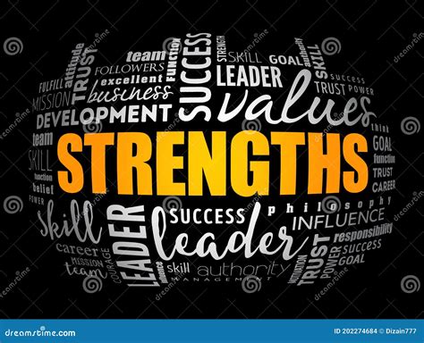 Strengths Word Cloud Collage Business Concept Stock Illustration