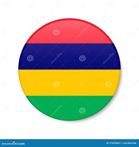 Mauritius Circle Button Icon Mauritian Round Badge Flag 3D Realistic