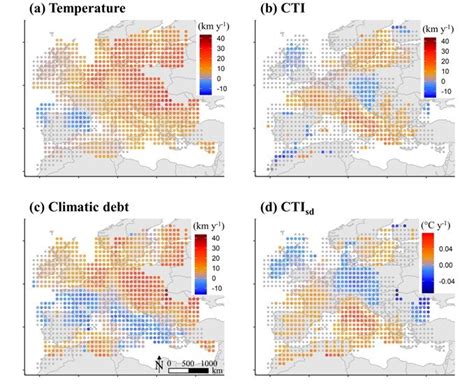 Spatio Temporal Trends From 1993 2017 Of A Temperature B Community