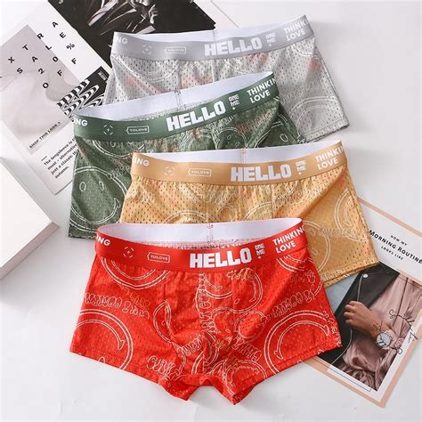 Men S Elastic Ice Silk Boxer Shorts Calcinhas Masculinas Roupa Interior