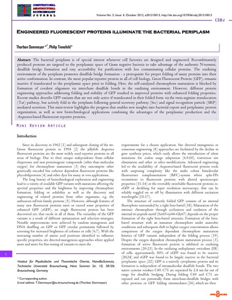 (PDF) Engineered fluorescent proteins illuminate the bacterial periplasm
