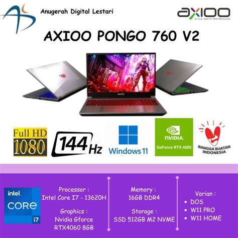 Jual Axioo Pongo V I H Gb Ssd Rtx Gb Fhd