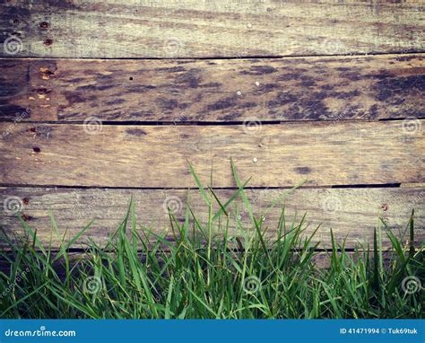 A Wood And Grass Texture Background Un Fondo De Textura De Madera Y Pasto Royalty Free Stock