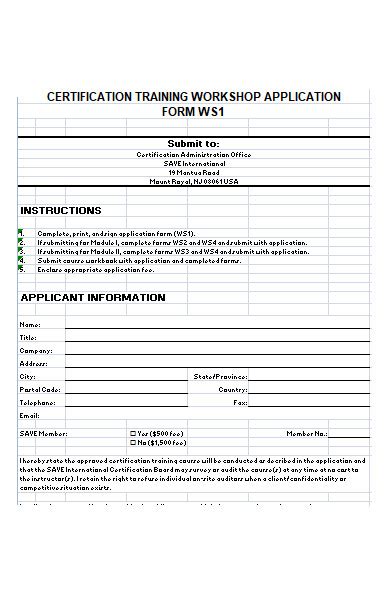 FREE 32 Training Application Forms In PDF MS Word XLS