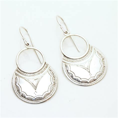 Bijoux Touareg Ethniques Boucles D Oreilles En Argent Massif Femme