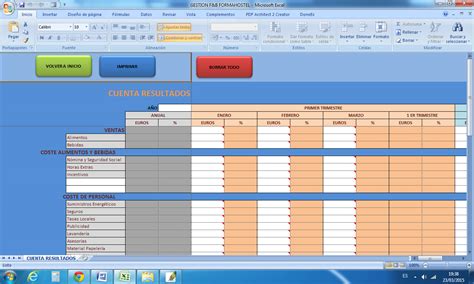 Plantilla Excel para la gestión del restaurante o negocio gastronómico