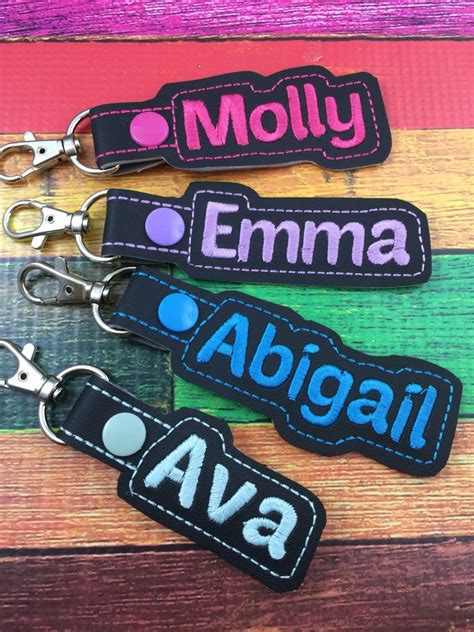 Personalized Name Tag Customized Name Keyfob Embroidered Etsy