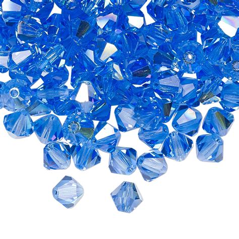 Bead Preciosa Czech Crystal Sapphire Ab Mm Faceted Bicone Sold Per