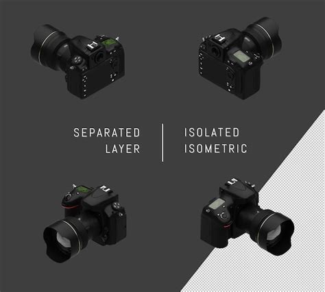 Conjunto de câmeras isométricas isoladas de câmera digital realista