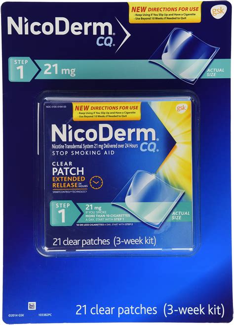 Amazon NICODERM CQ STEP 2 3 WEEK KIT 21 CLEAR NICOTINE PATCHES