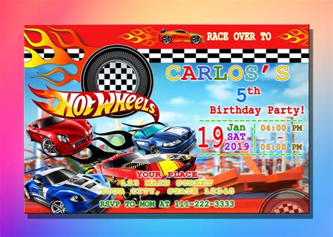 Hot Wheels Invitation Birthday Invitation Ideas Digital Etsy