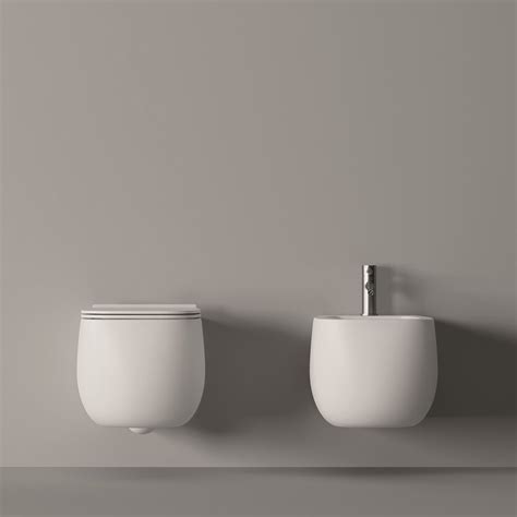 Unica Vaso Wc Sospeso Rimless In Ceramica Bianca Lucida Con