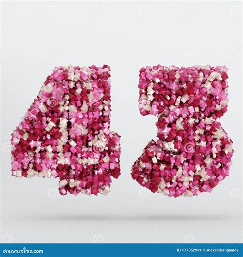 Number 43 3d Text Illustration Digits With Pink And Cream Colors Stars