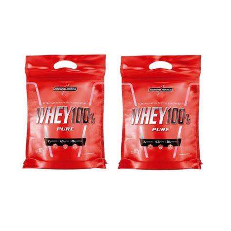 Kit 2x Whey 100 Pure Concentrado Chocolate Refil 907g Integralmedica