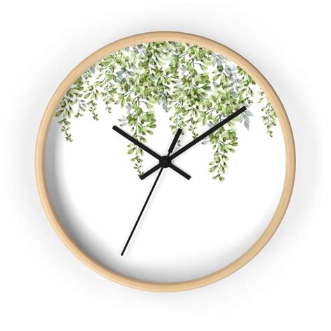 Nature Wall Clock Farmhouse Clock Minimalist Decor Leaves Etsy