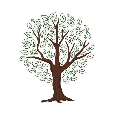 Eco Green Icons Tree Ecology And Nature Green Icons Set Vector