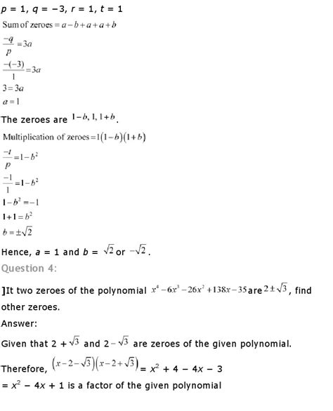 Ncert Solutions For Class 10th Maths Chapter 2 Polynomials