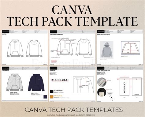 Fashion Tech Pack Template Canva Tech Pack Template Hoodie Tech Pack