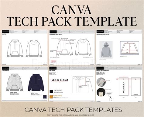 Fashion Tech Pack Template Canva Tech Pack Template Hoodie Etsy