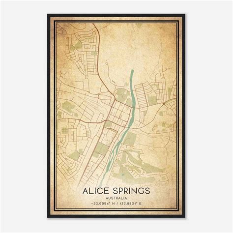 vintage alice springs australia map poster alice springs city road
