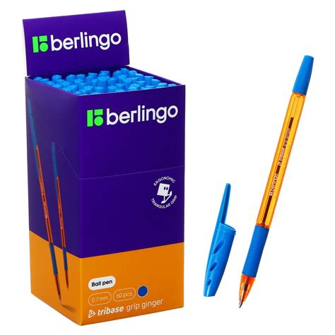 Ручка шариковая Berlingo "Tribase grip ginger", 0,7 мм, грип, светло ...