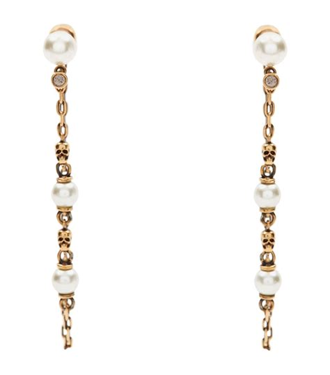 Alexander Mcqueen Faux Pearl And Skull Earrings Harrods Us