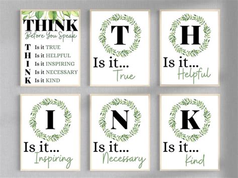 THINK Before You Speak Poster Set Botanical Classroom Decor - Etsy