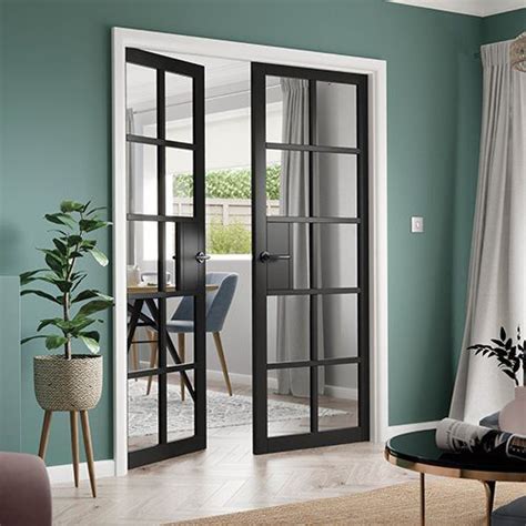 Plaza Black Clear Glass Industrial Style Internal Door Jb Kind