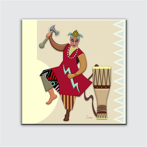 Shango Painting Santeria Art, Yoruba Religion Deity Orisha Print Ṣàngó ...