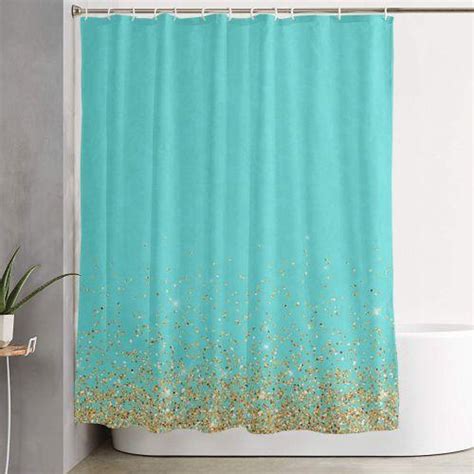 Sparkling Gold Glitter Confetti On Aqua Teal Damask Background Shower