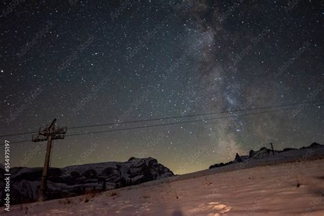 Starry night with the milky way in the alps Stock Photo | Adobe Stock