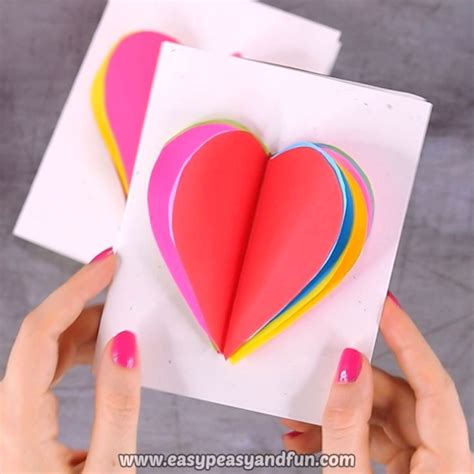 3D Heart Card Easy Peasy And Fun In 2020 Valentine S Day Crafts For