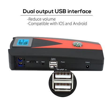 99900 mah dual usb car jump starter lcd auto battery booster portable ...