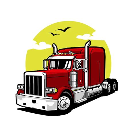 Premium Vector Semi Truck Big Rig 18 Wheeler Vector Art Illustration