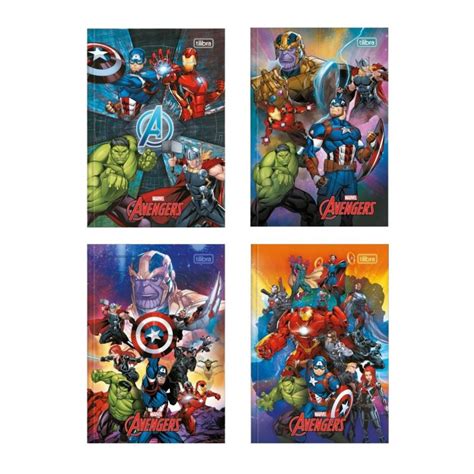 CADERNO BROCHURA CAPA DURA AVENGERS 48 Fl TILIBRA Shopee Brasil