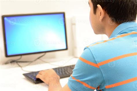 Man Using Computer Stock Photo At Vecteezy