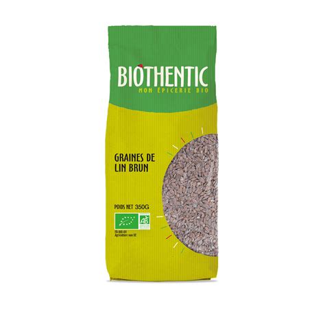 Graines de lin brun bio BIOTHENTIC le paquet de 350g à Prix Carrefour