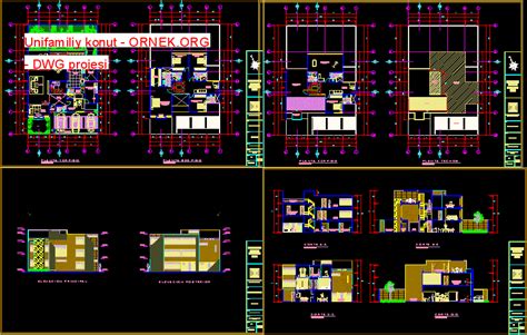 Proje Sitesi Unifamiliy Konut Autocad Projesi