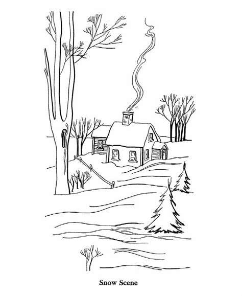 Snow Scenes Coloring Pages Clip Art Library