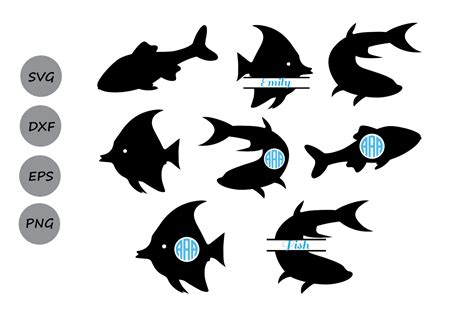 Fish Svg File Fish Monogram Svg Fish Cut File Fish Cutting File