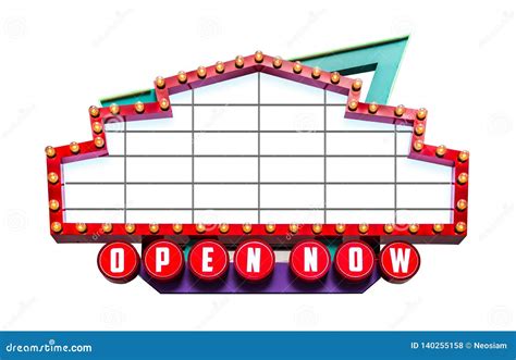 retro showtime sign isolated  white background stock photo image