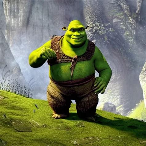 Handsome Shrek Half Body Shot Path Traced Fight Stable Diffusion