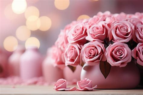 Premium Ai Image Blurred Horizontal Background With Rose Of Pink