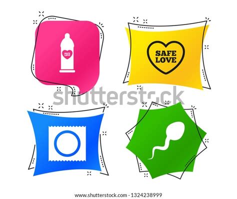 Safe Sex Love Icons Condom Package Stock Vector Royalty Free